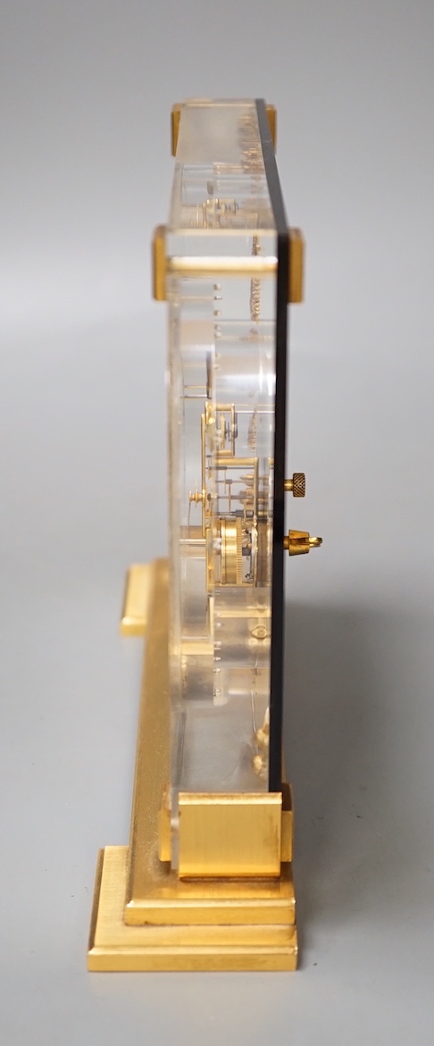 A Jaeger le Coultre mantel clock in Japanese style, 16cm tall, 22cm wide at feet